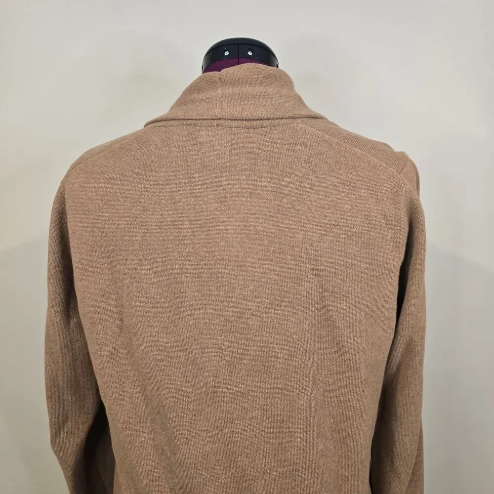 Women's J. Crew Brown Open Front Cotton Sweater Cardigan | Size Medium